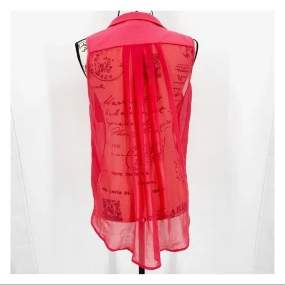 Lulumari Surplice Wrap Sleeveless Sheer Blouse S - Picture 3 of 6